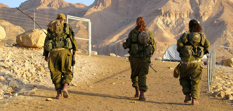 Female soldiers on patrol