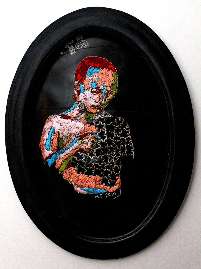 Putting the pieces back together again 60 x 45 cm Embroidery on rubber (framed) 2014