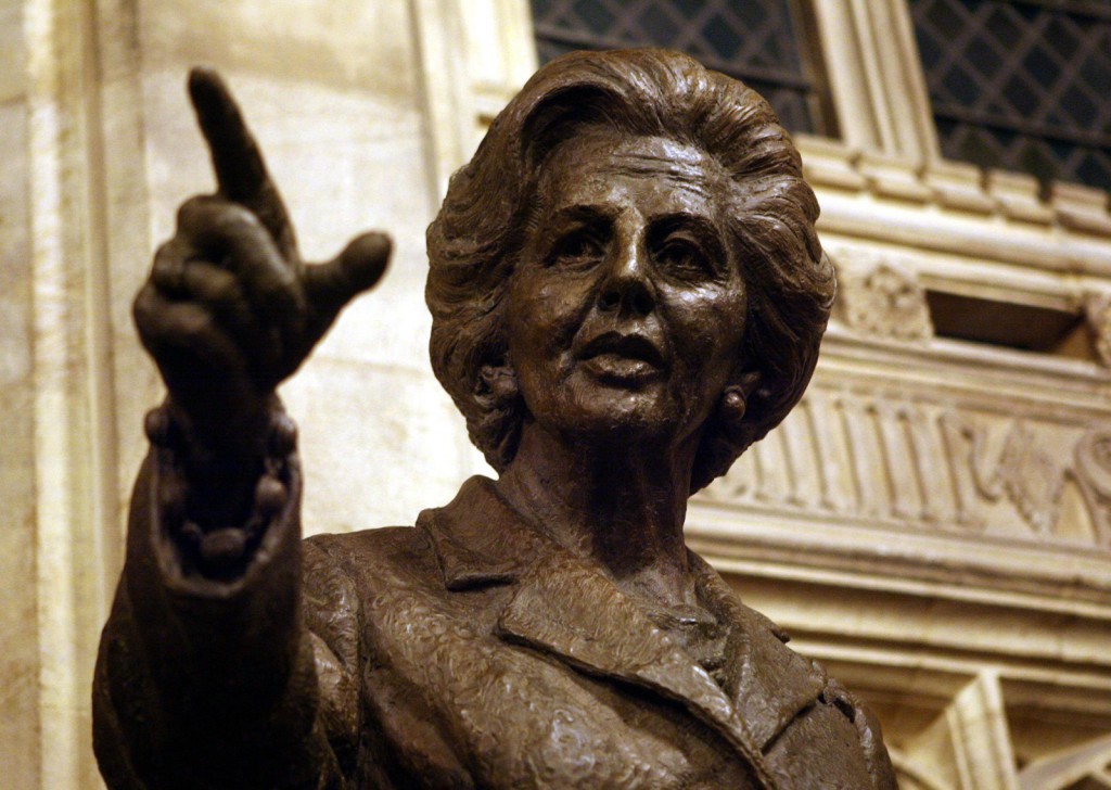 Margaret Thatcher statue in London's parliament. Other memorials to the only U.K. female Prime Minister have been attacked. 