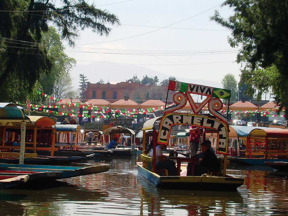 river party with boats - Xochimilco