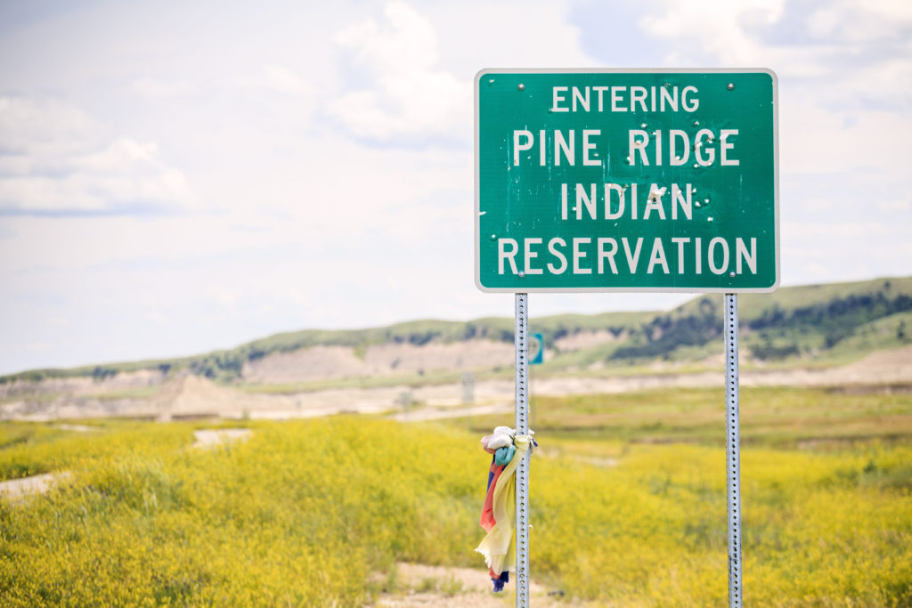 Entering Pine Ridge Indian Reservation Road Sign, South Dakota, USA