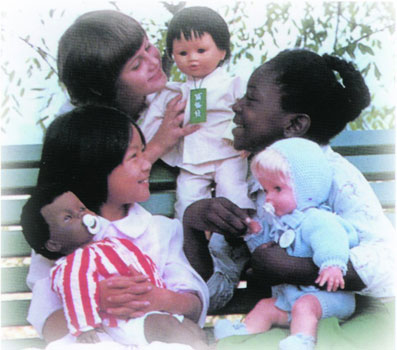 Girls with Cicciobello dolls