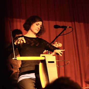 Carolina Eyck playing the theremin