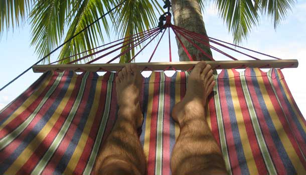 Relaxing on hammock in Ansuelo Island