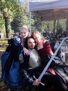 Edward with Lotte Verbeek and Holyday Grainger on the Borgias