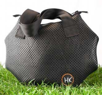 Fashion bag made with tires and inner tube by Hell’s Kitchen Marco Lai