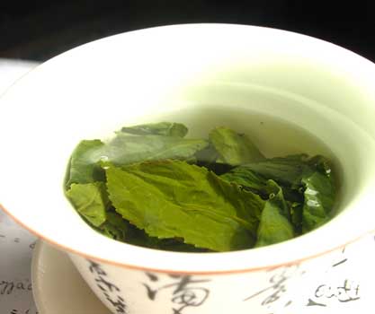 Green tea leaves