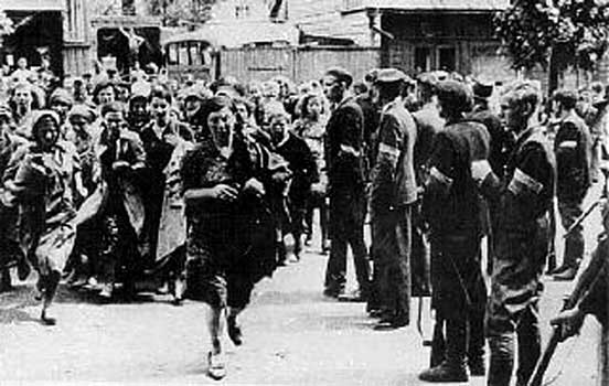 Lithuanian Militia rounding up Jews, Kovno 1941